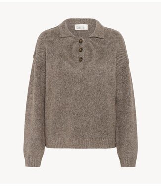 My Essential Wardrobe Trui PalomaMW Polo Pullover Brown Melange