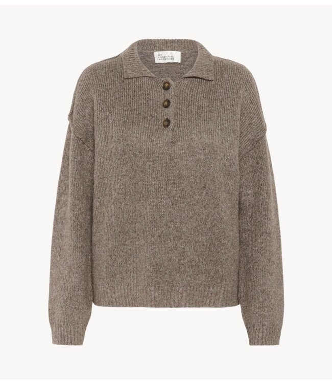 My Essential Wardrobe Trui PalomaMW Polo Pullover Brown Melange