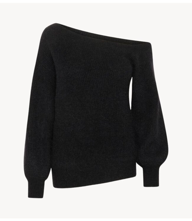 My Essential Wardrobe Trui SivaMW Knit Off Shoulder Black