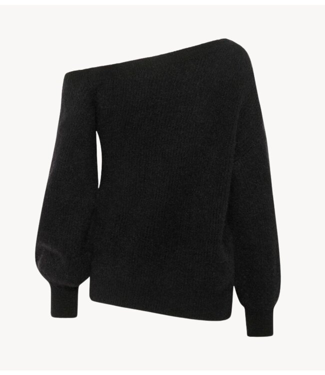 My Essential Wardrobe Trui SivaMW Knit Off Shoulder Black