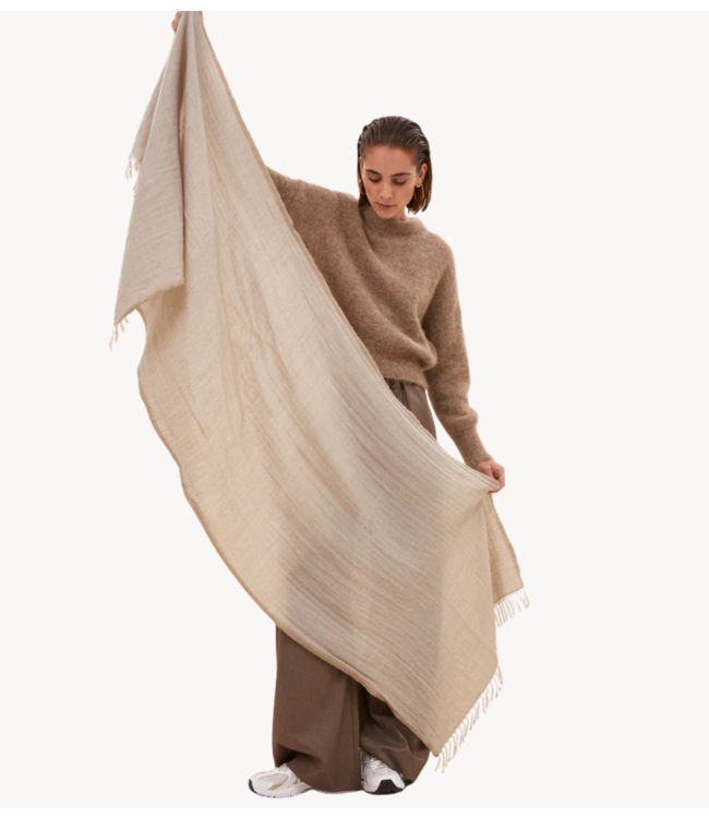 BY-BAR Sjaal woollen natural scarf beige