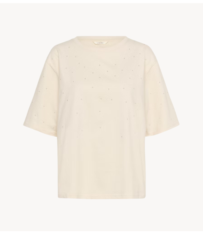 Cream Top CRLeona Studs Tshirt Birch