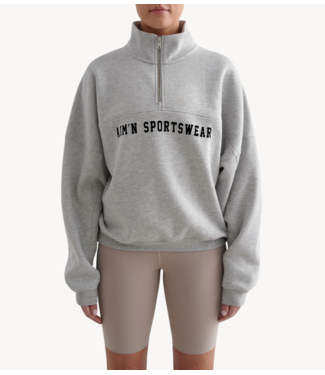 aim'n Trui Grey Melange Varsity Sweat Half Zip