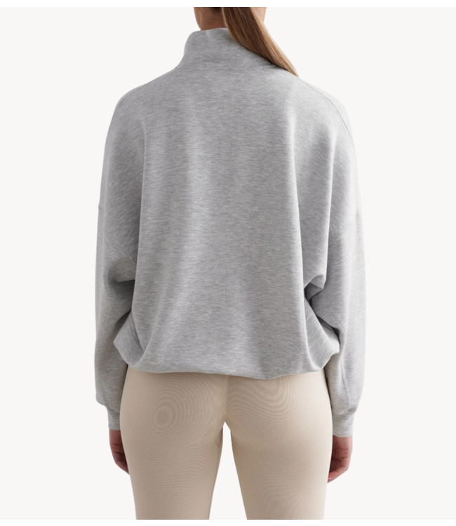 aim'n Trui Light Grey Melange Comfy Modal Half Zip