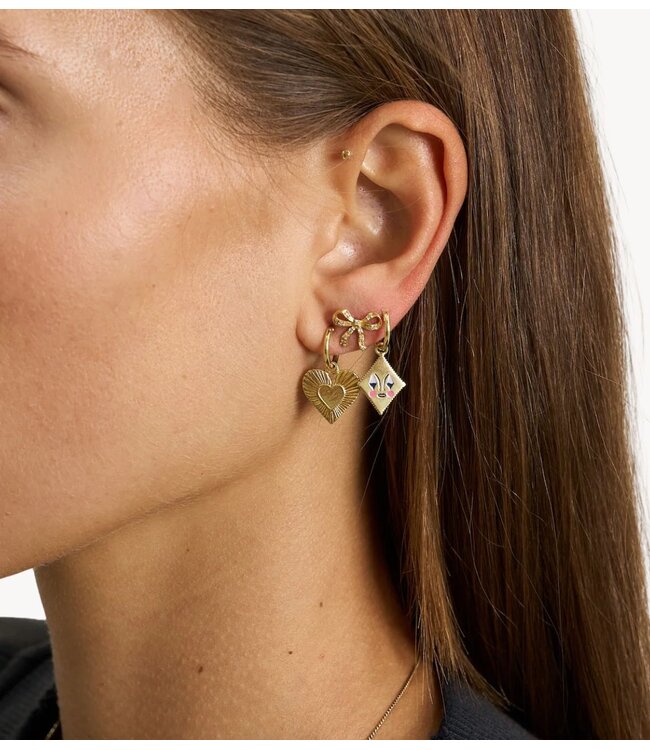 Anna+Nina Oorbel Single Take a Bow Stud Gold Plated