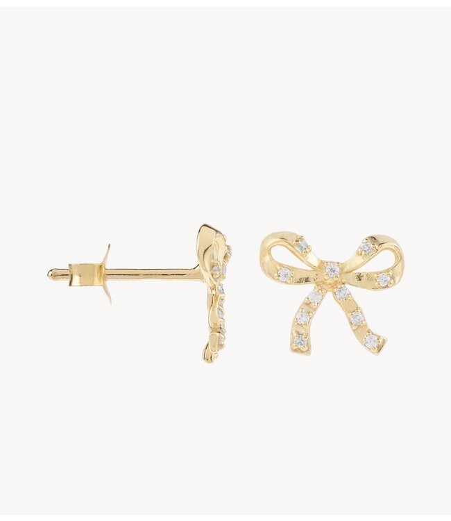 Anna+Nina Oorbel Single Take a Bow Stud Gold Plated