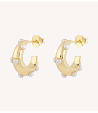 Anna+Nina Oorbellen Small Ovation Hoop Earrings Gold Plated