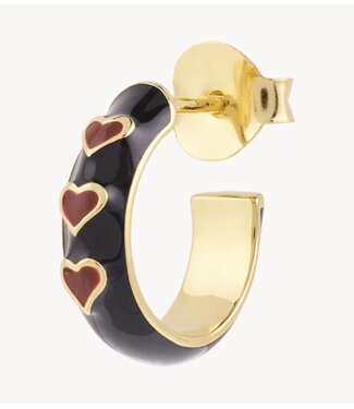 Anna+Nina Oorbel Single Queen of Hearts Hoop Earring Gold Plated