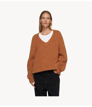 10DAYS Trui v-neck knit sweater suede