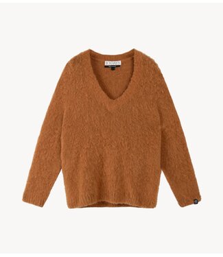 10DAYS Trui v-neck knit sweater suede