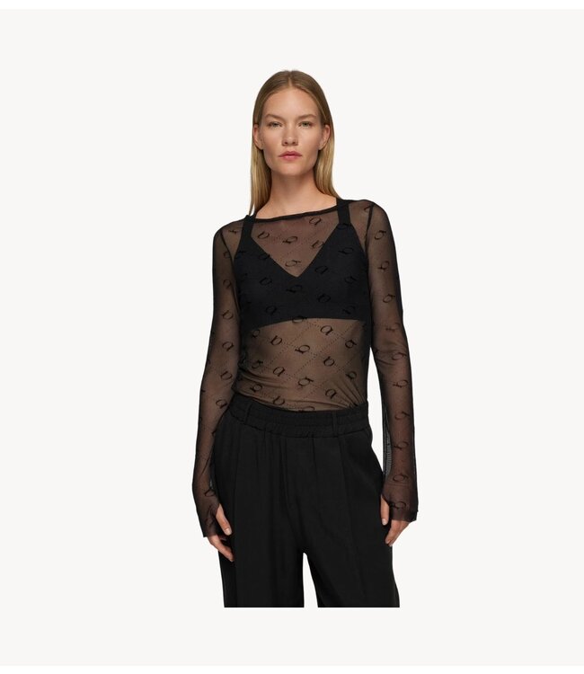 10DAYS Top mesh long sleeve monogram