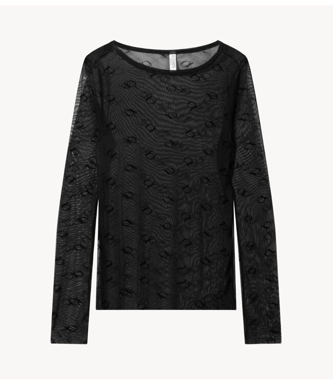 10DAYS Top mesh long sleeve monogram