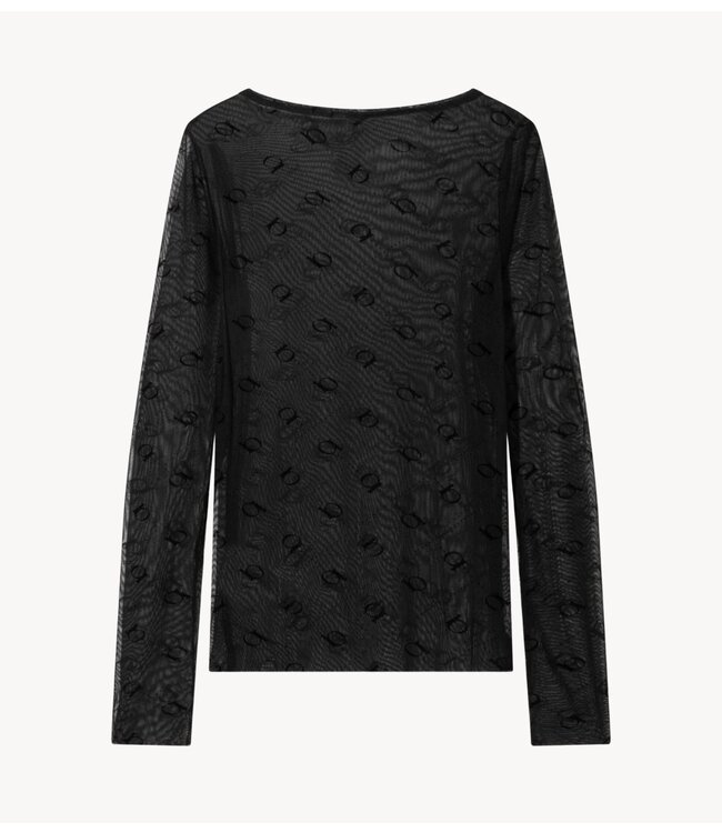 10DAYS Top mesh long sleeve monogram