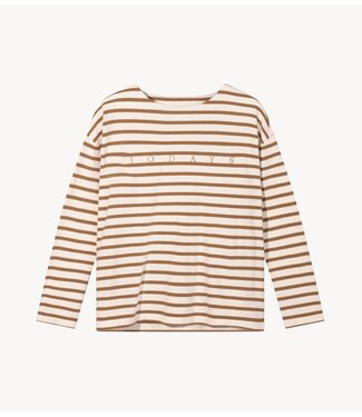 10DAYS Top boat neck top stripes ecru/suede