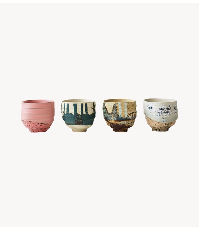 HKLIVING Mok Artist ceramics: coffee cups (set of 4)