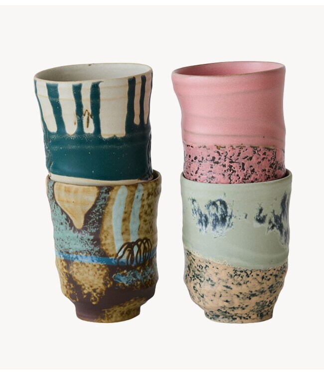 HKLIVING Mok Artist ceramics: coffee mugs (set of 4)