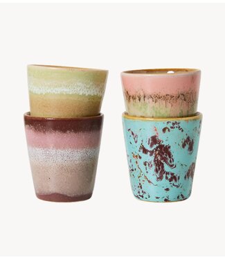 HKLIVING Mok 70s ceramics: ristretto mugs, futurism (set of 4)