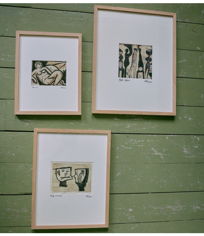 HKLIVING Wanddecoratie Framed artwork, funky ninja's (40x50cm)