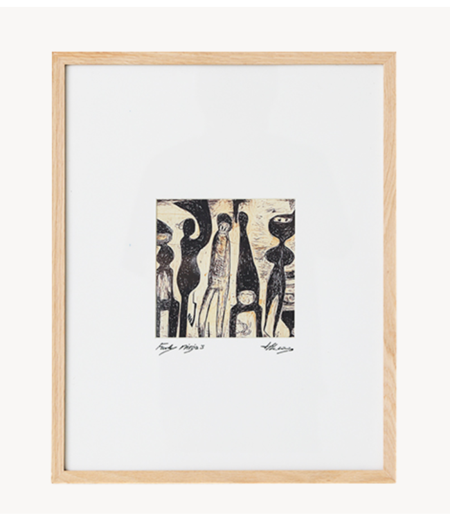 HKLIVING Wanddecoratie Framed artwork, funky ninja's (40x50cm)