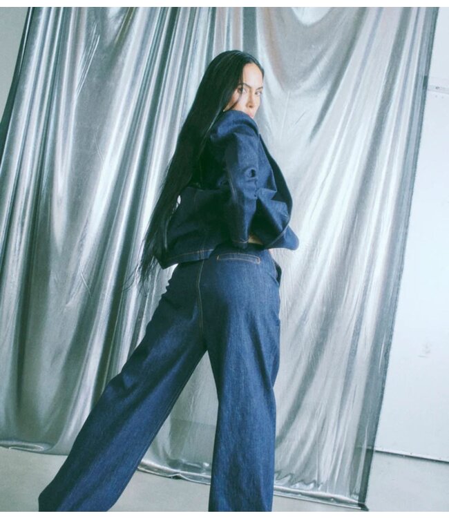 Copenhagen Muse Broek CMJEAN-WIDE-PANTS Dark Blue Wash