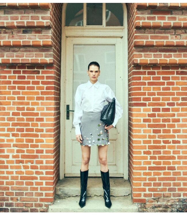 Copenhagen Muse Rok CMTAILOR-SKIRT Light Grey Melange