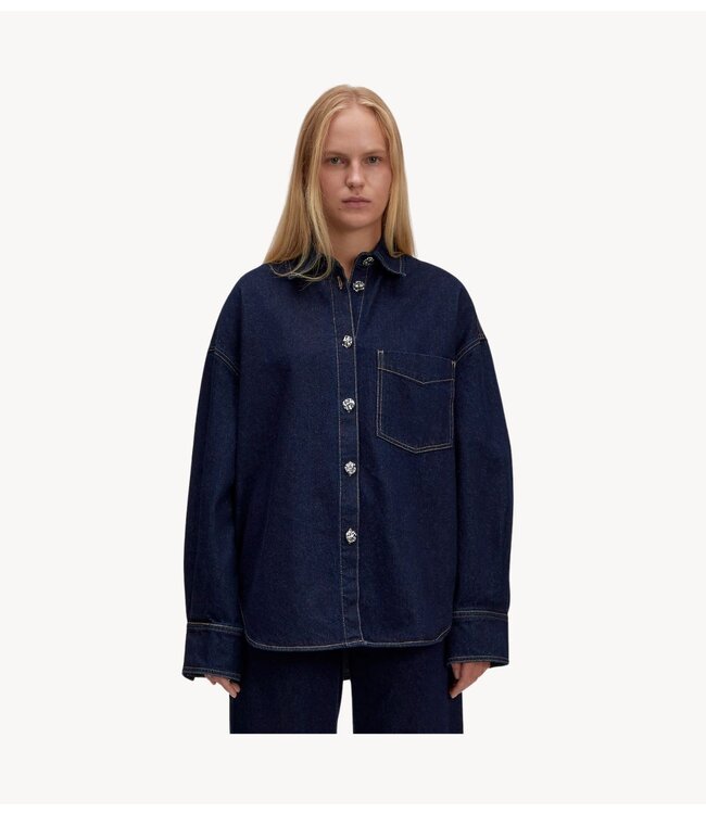 EDITED Blouse Haley Denim Shirt Mid Blue