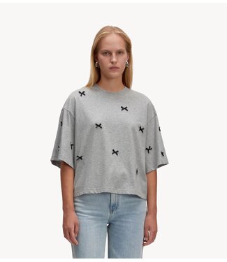 EDITED T-shirt Iolana T-shirt Grey Melange + Black Bows