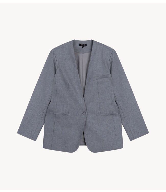 Refined Department Blazer ladies woven collarless blazer MEA antra