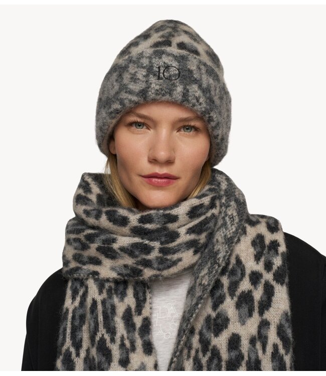 10DAYS Muts knit beanie leopard soft white melee