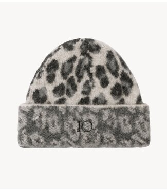 10DAYS Muts knit beanie leopard soft white melee