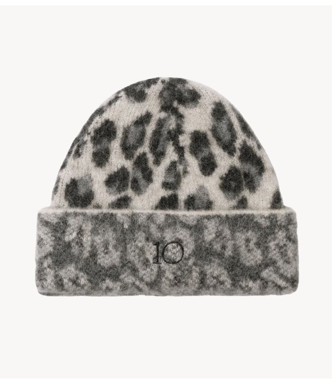 10DAYS Muts knit beanie leopard soft white melee