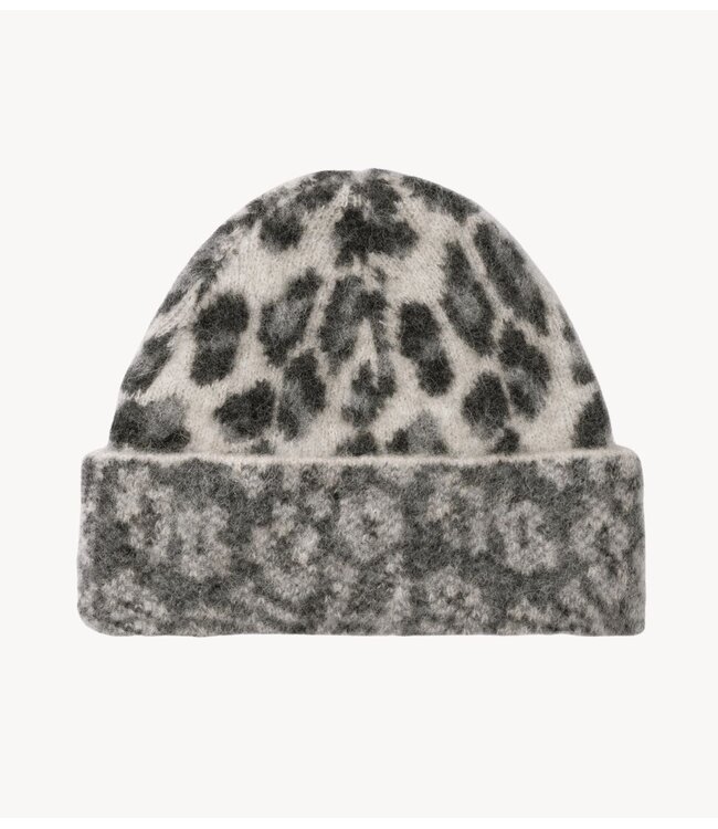 10DAYS Muts knit beanie leopard soft white melee