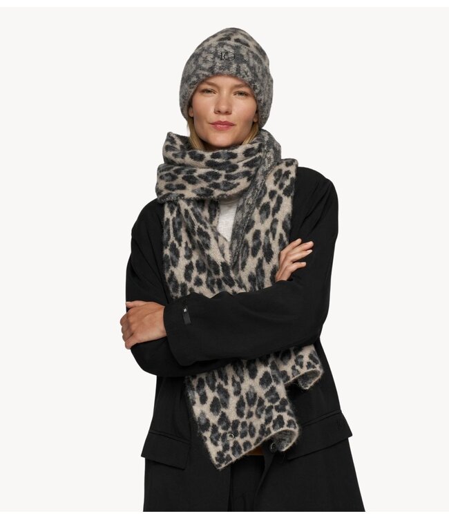 10DAYS Sjaal knit scarf leopard soft white melee