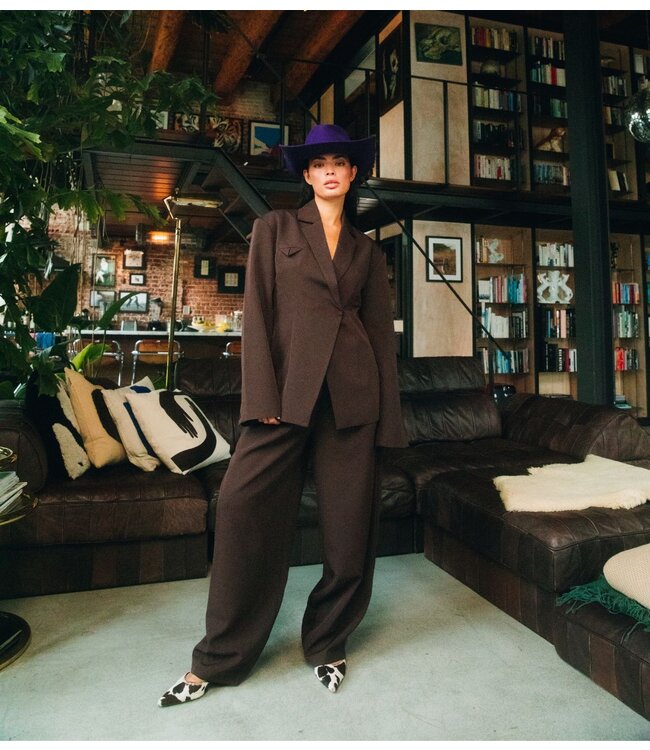 Refined Department Broek ladies woven baloonfit pants KALY brown