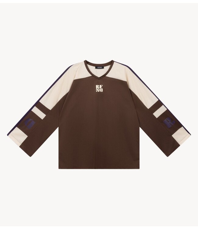 Refined Department Top ladies knitted oversized hockey shirt YAEDY brown