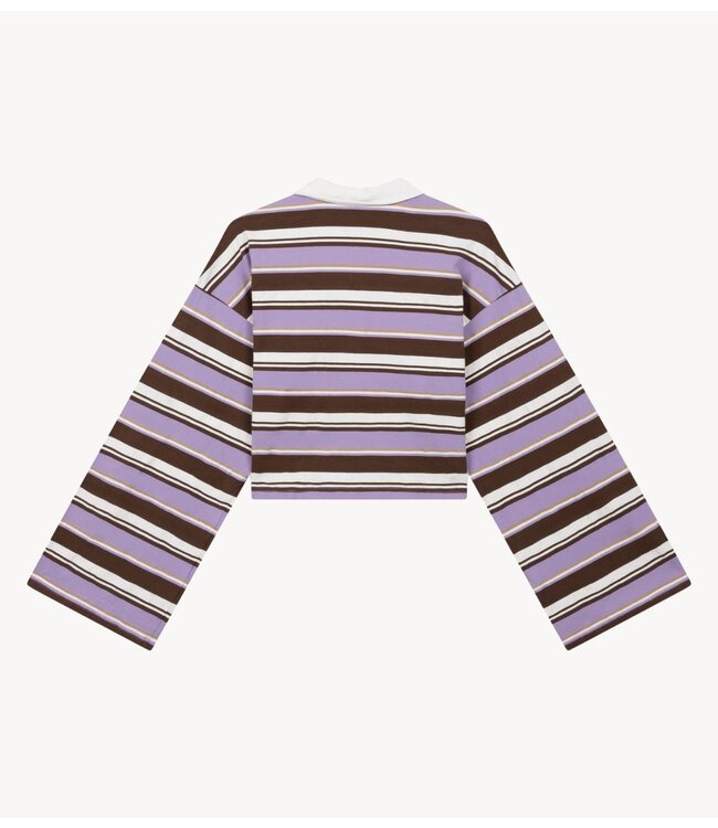 Refined Department Top ladies knitted cropped stripe polo MUSE stripe