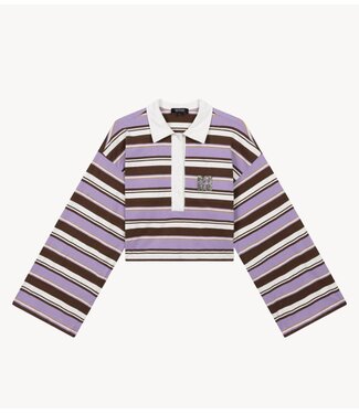 Refined Department Top ladies knitted cropped stripe polo MUSE stripe