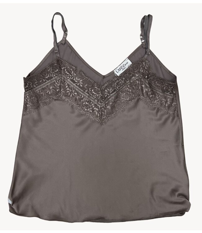 GUUS Top fluid lace tank top taupe