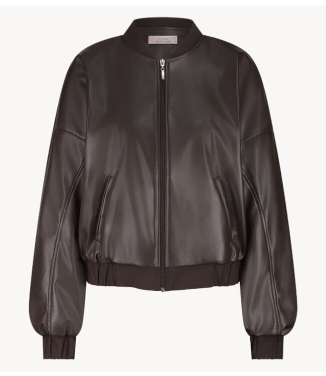 Studio Anneloes Jacket Mayte faux leather bomber espresso