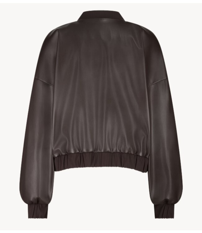 Studio Anneloes Jacket Mayte faux leather bomber espresso