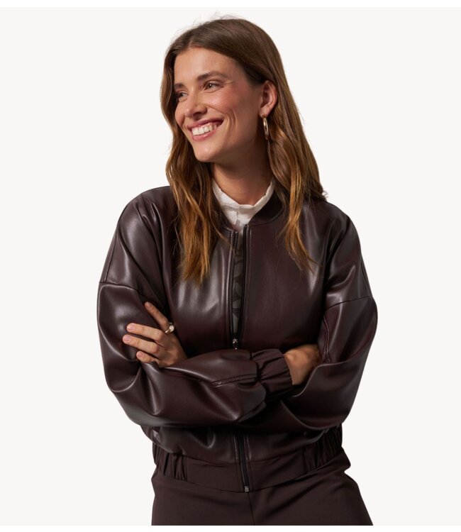 Studio Anneloes Jacket Mayte faux leather bomber espresso