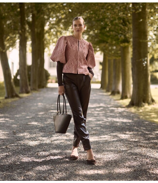 Studio Anneloes Broek Anne faux leather trousers espresso