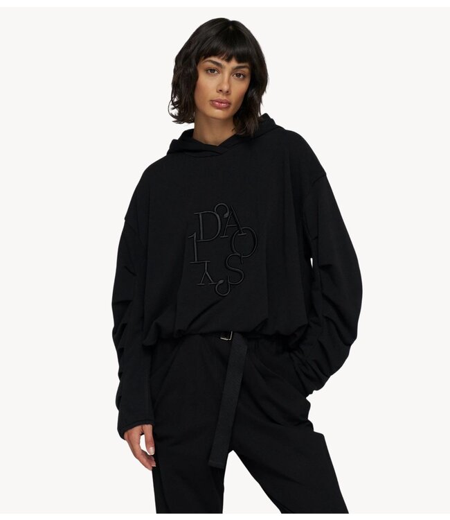 10DAYS Trui pleated balloon hoodie black