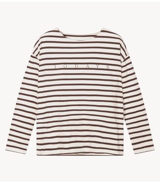 10DAYS Top boat neck top stripes ecru / wine
