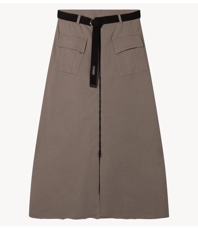 10DAYS Rok belted midi skirt fleece moonrock