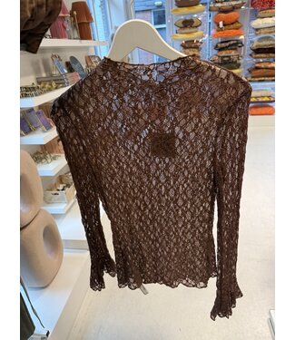 GUUS Top semi transparent extensible lace dark brown