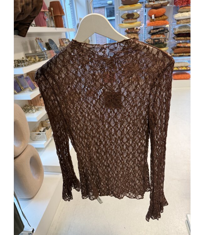 GUUS Top semi transparent extensible lace dark brown