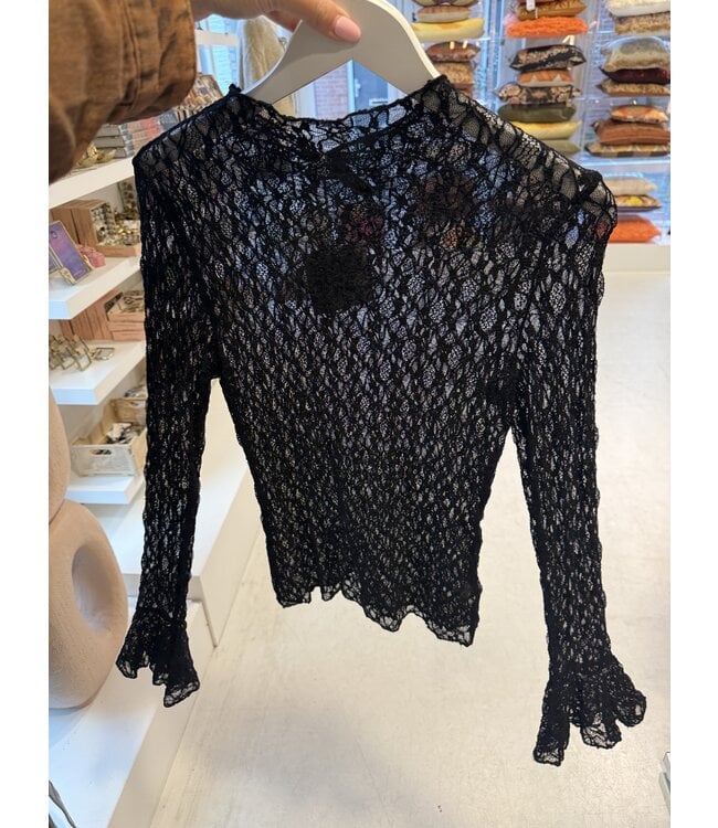 GUUS Top semi transparent extensible lace black