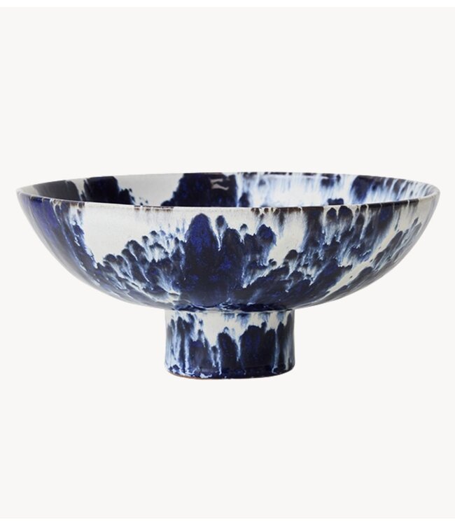 HKLIVING Schaal Ceramic bowl on base, indigo