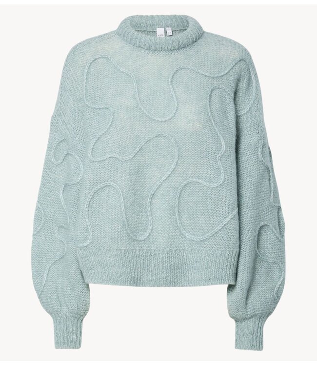 Y.A.S Trui YASBRIDA LS WOOL BLEND KNIT PULLOVER Silver Blue